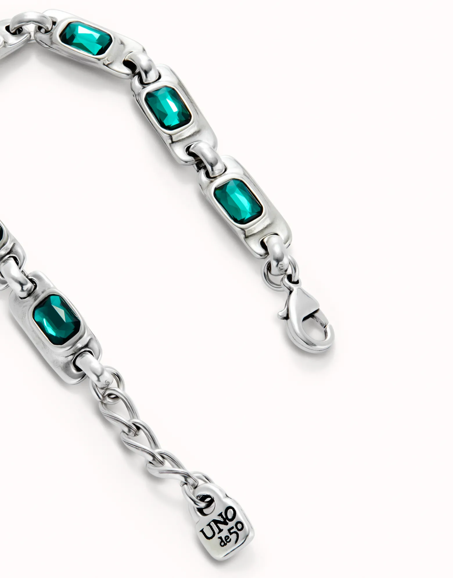 Pulsera de plata de ley con cristales verdes