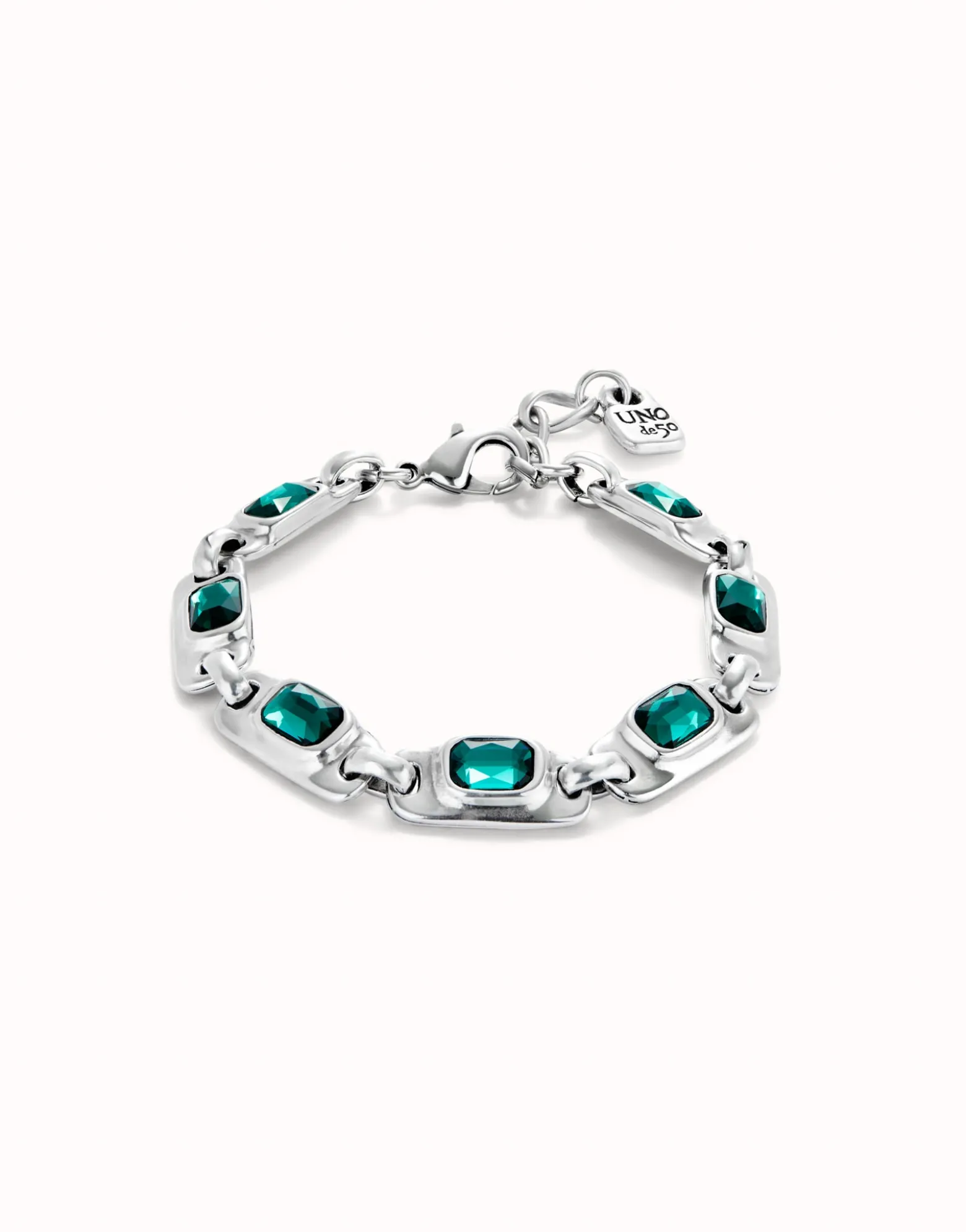 Pulsera de plata de ley con cristales verdes
