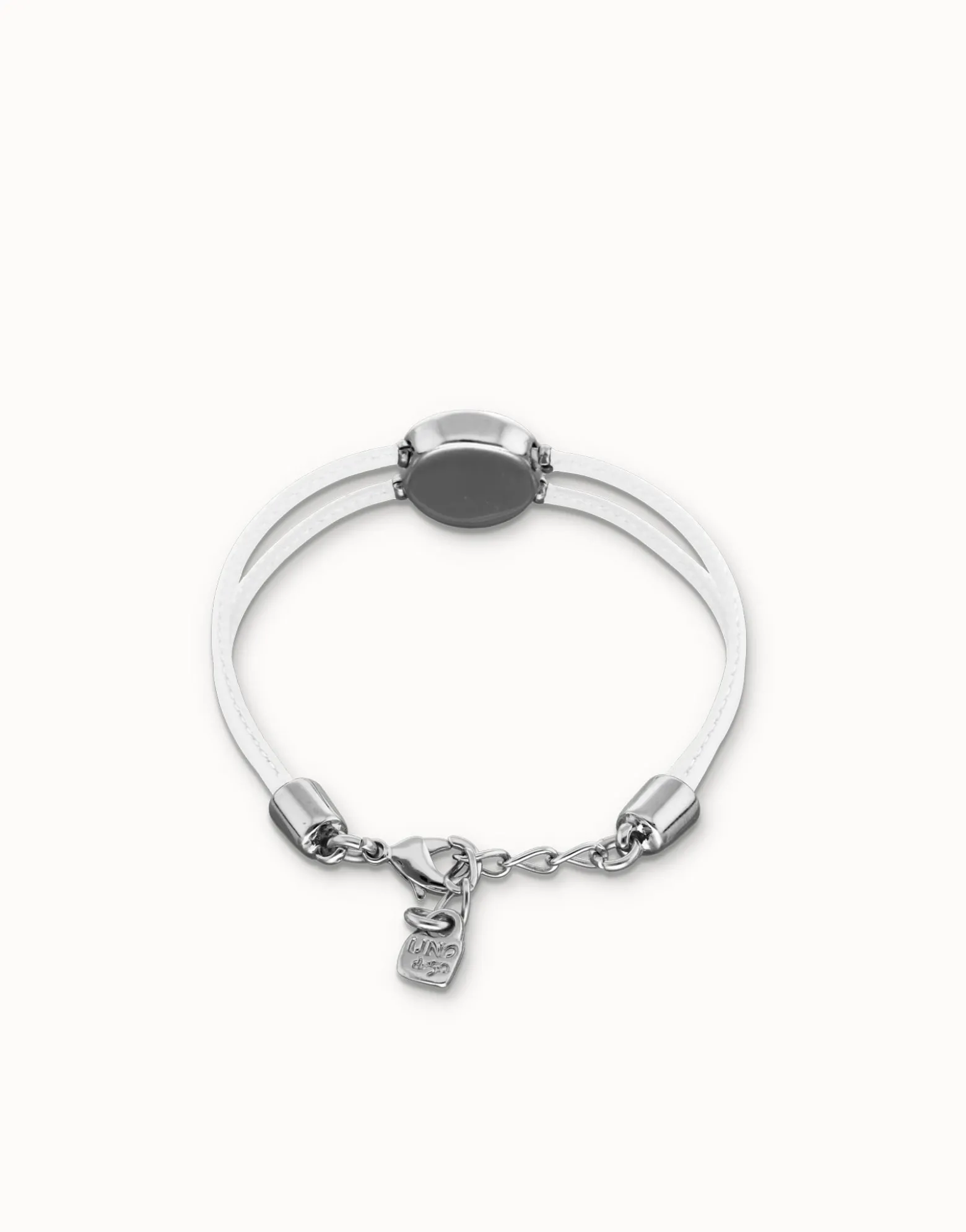 Pulsera doble de cuero blanco con ojo bañado en plata de ley