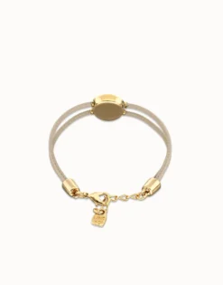 Pulsera doblede cuero marfil con ojo bañado en oro 18k