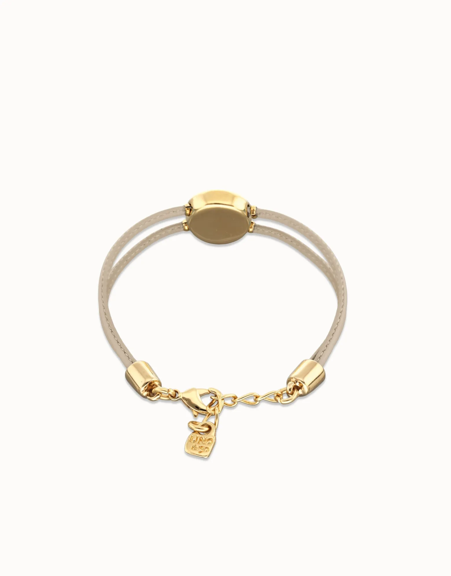 Pulsera doblede cuero marfil con ojo bañado en oro 18k