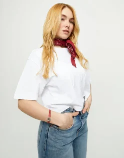 Pulsera doble de cuero rojo con ojo bañado en plata de ley