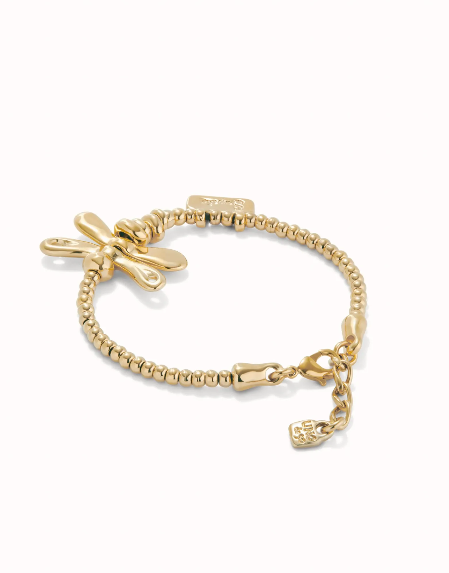 Pulsera elastica con libélula bañada en oro de 18k