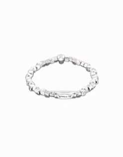 Pulsera elástica bañada en plata de ley con una calavera