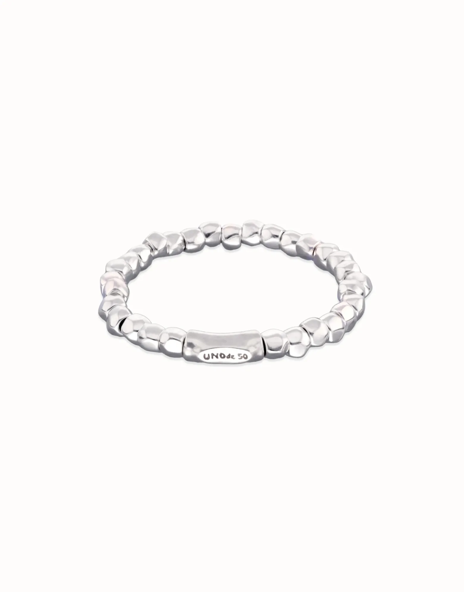 Pulsera elástica con cuentas bañadas en plata