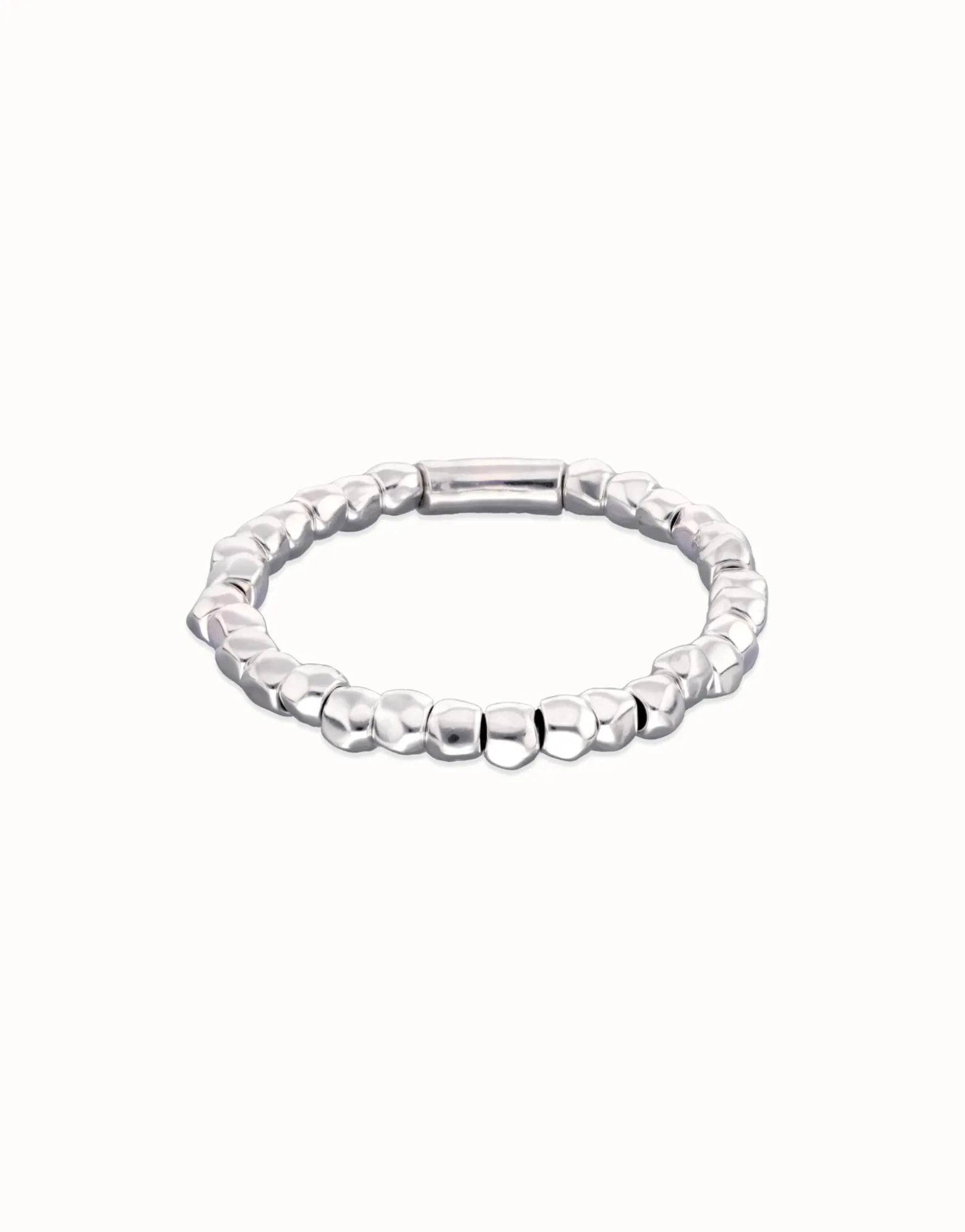 Pulsera elástica con cuentas bañadas en plata
