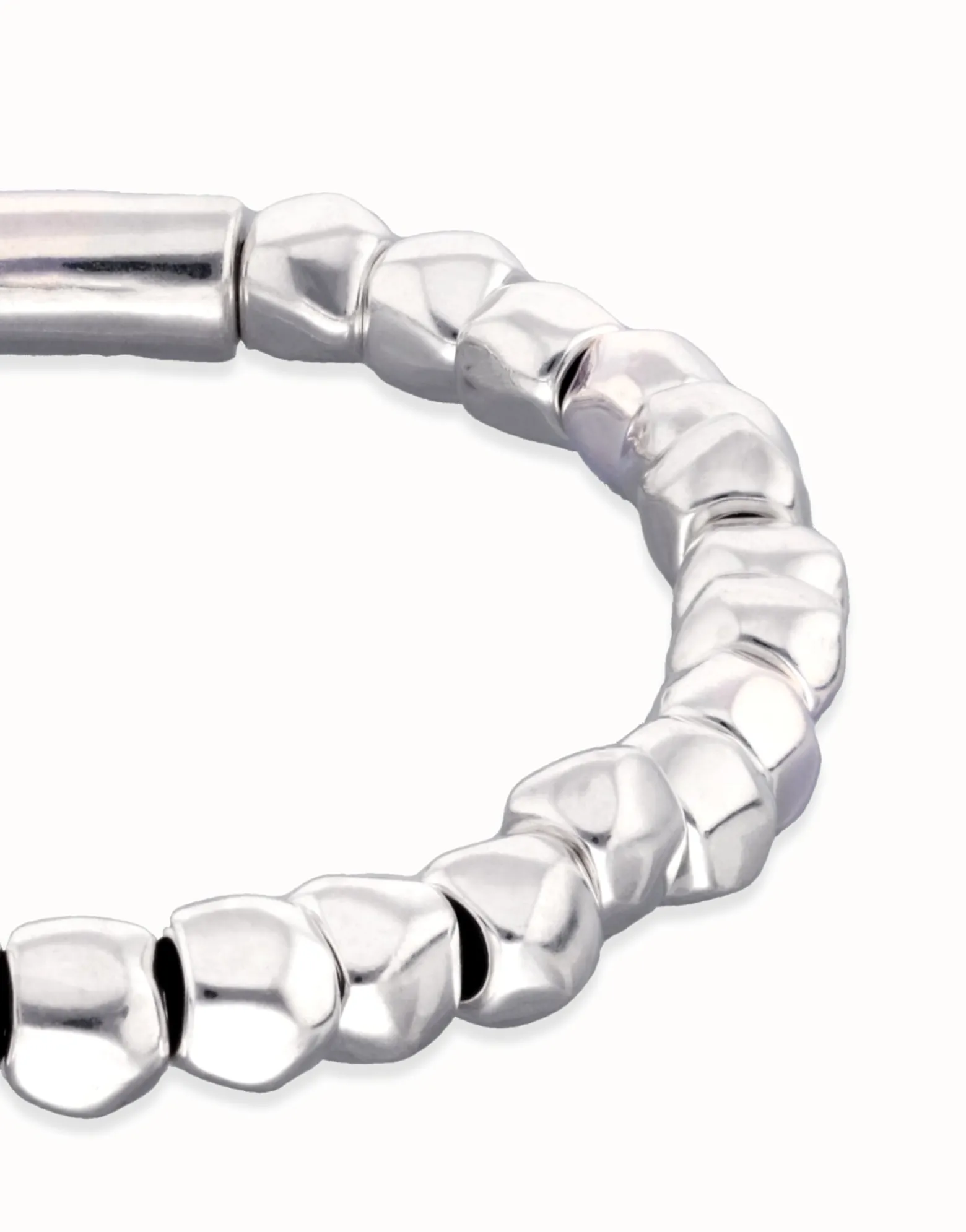 Pulsera elástica con cuentas bañadas en plata