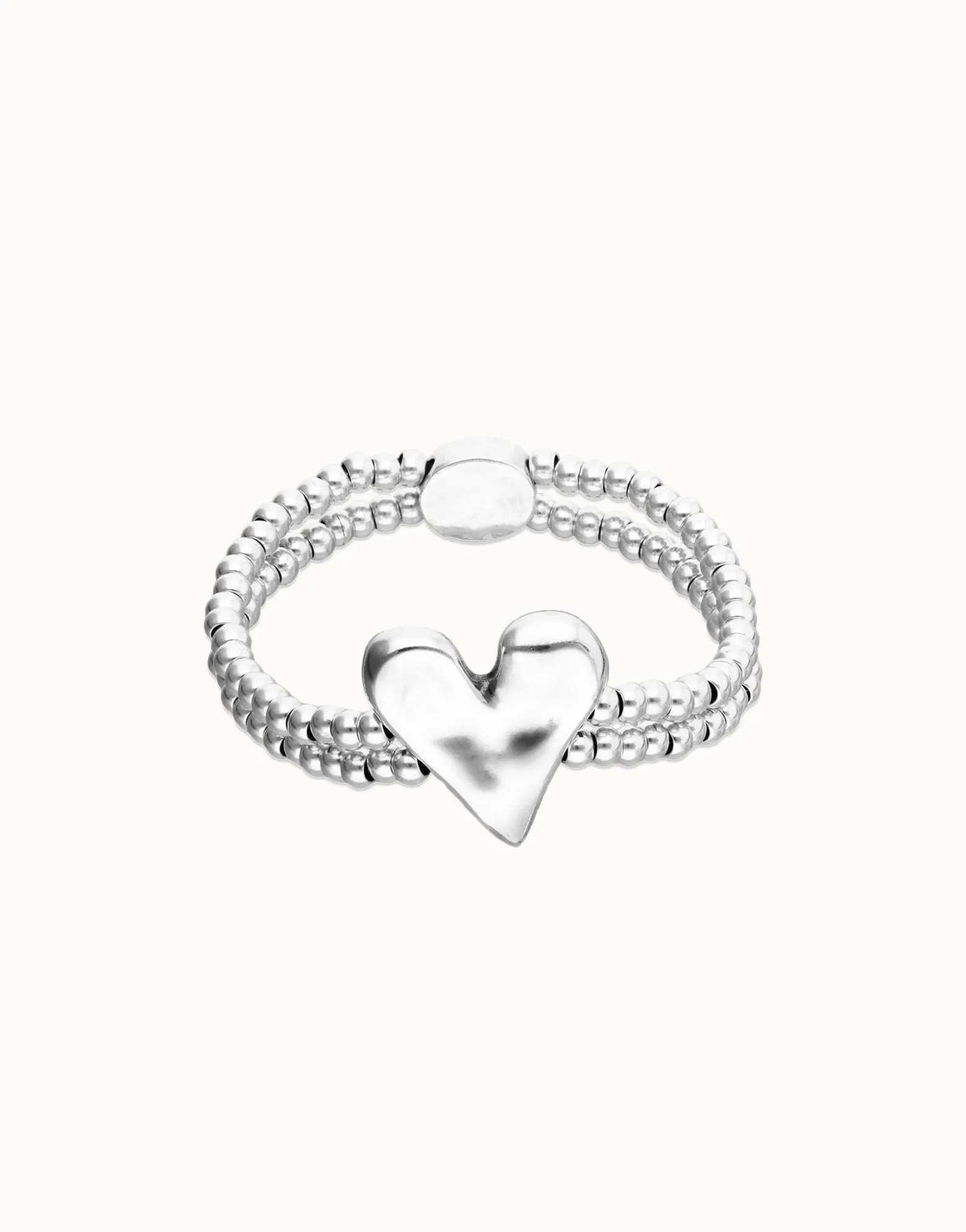 Pulsera elástica doble bañada en plata de ley con detalle de corazón