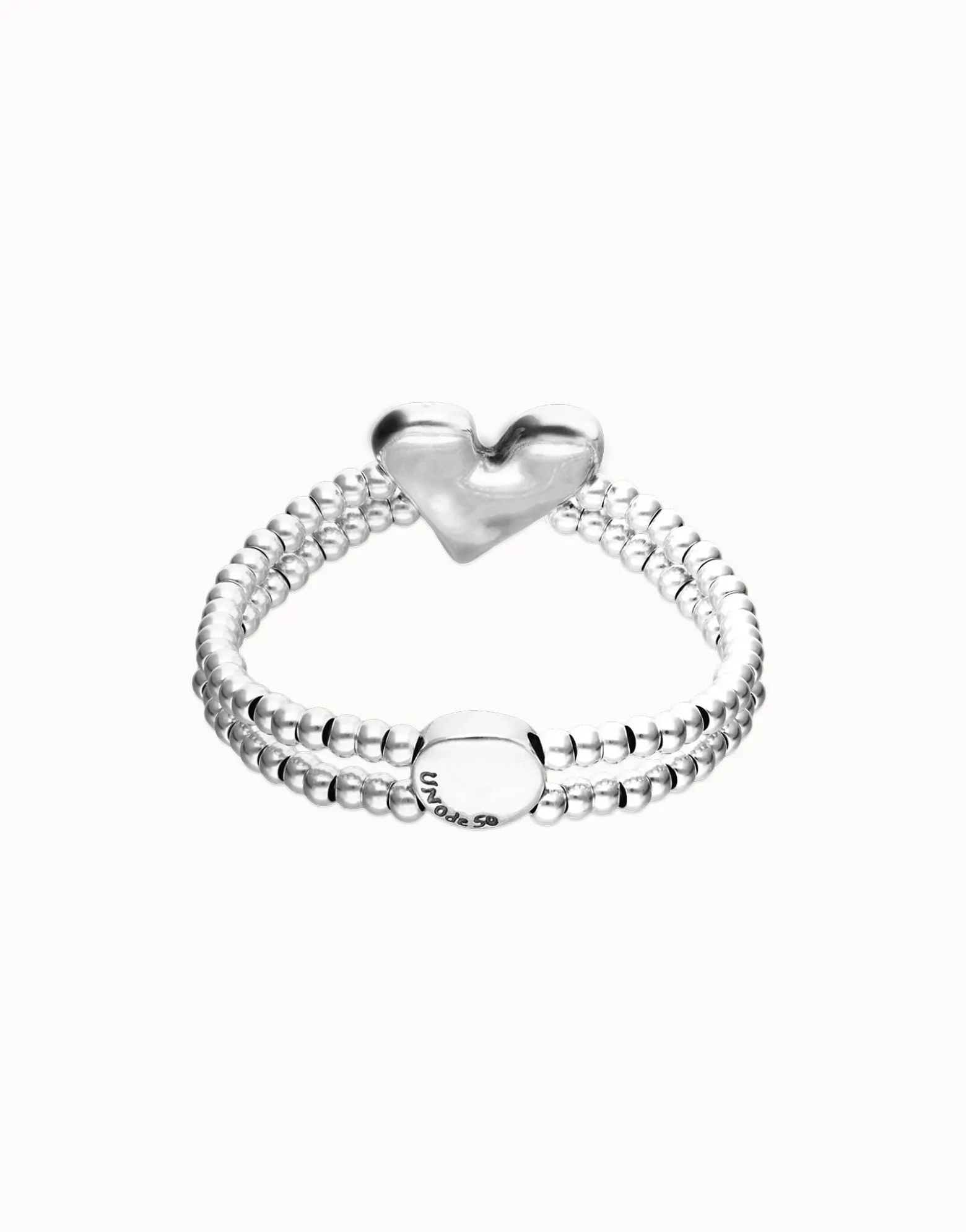 Pulsera elástica doble bañada en plata de ley con detalle de corazón