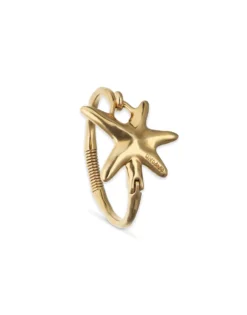 Pulsera rígida bañada en oro con estrella de mar
