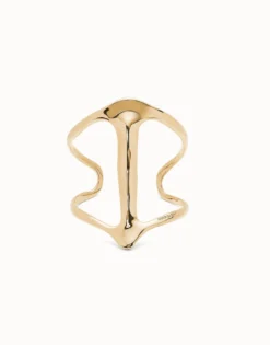 Pulsera rígida bañada en oro de 18k con estructura mantarraya