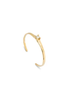 Pulsera rígida bañada en oro 18k con circonita blanca