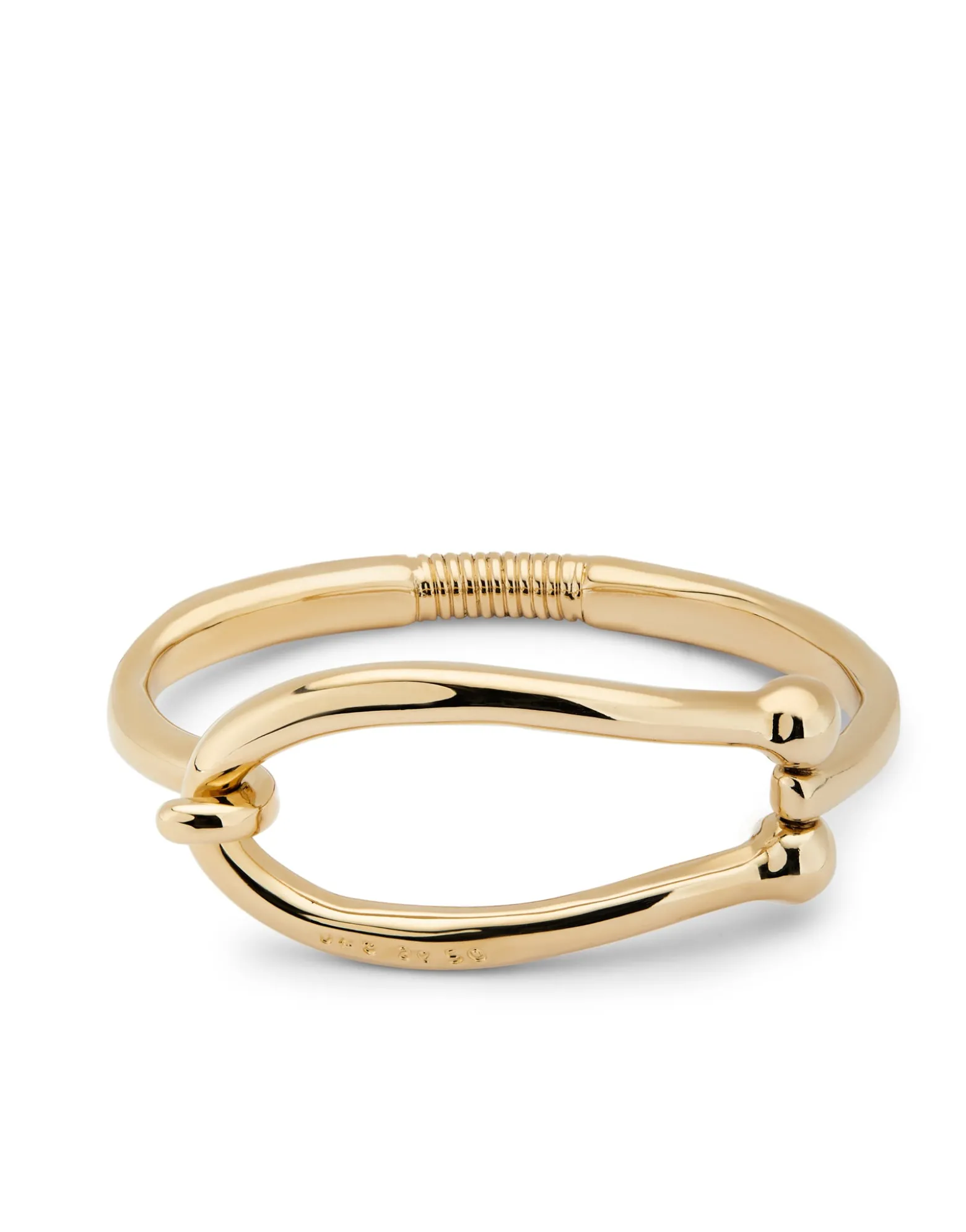 Pulsera rígida bañada en oro 18k eslabón grande y muelle interior