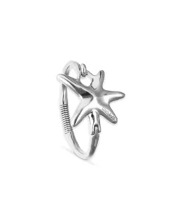 Pulsera rígida bañada en plata con estrella de mar