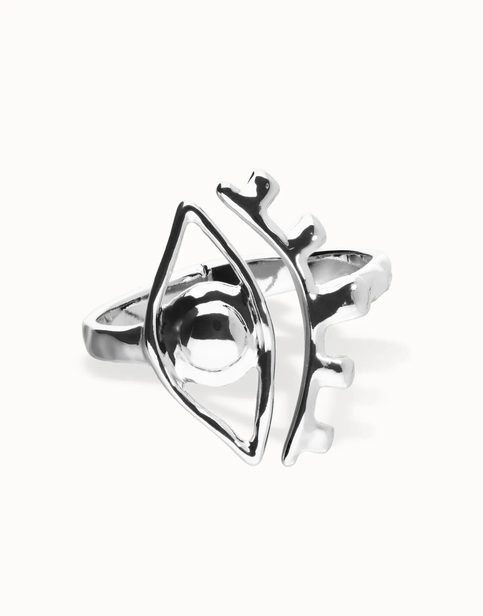 Pulsera rígida bañada en plata con detalle de ojo