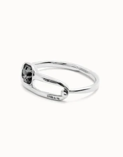 Pulsera rígida bañada en plata de ley con cristal facetado negro