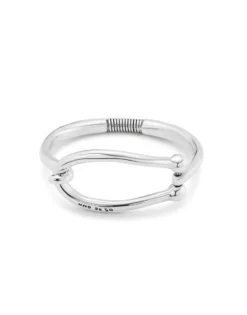 Pulsera rígida bañada en plata eslabón grande y muelle interior