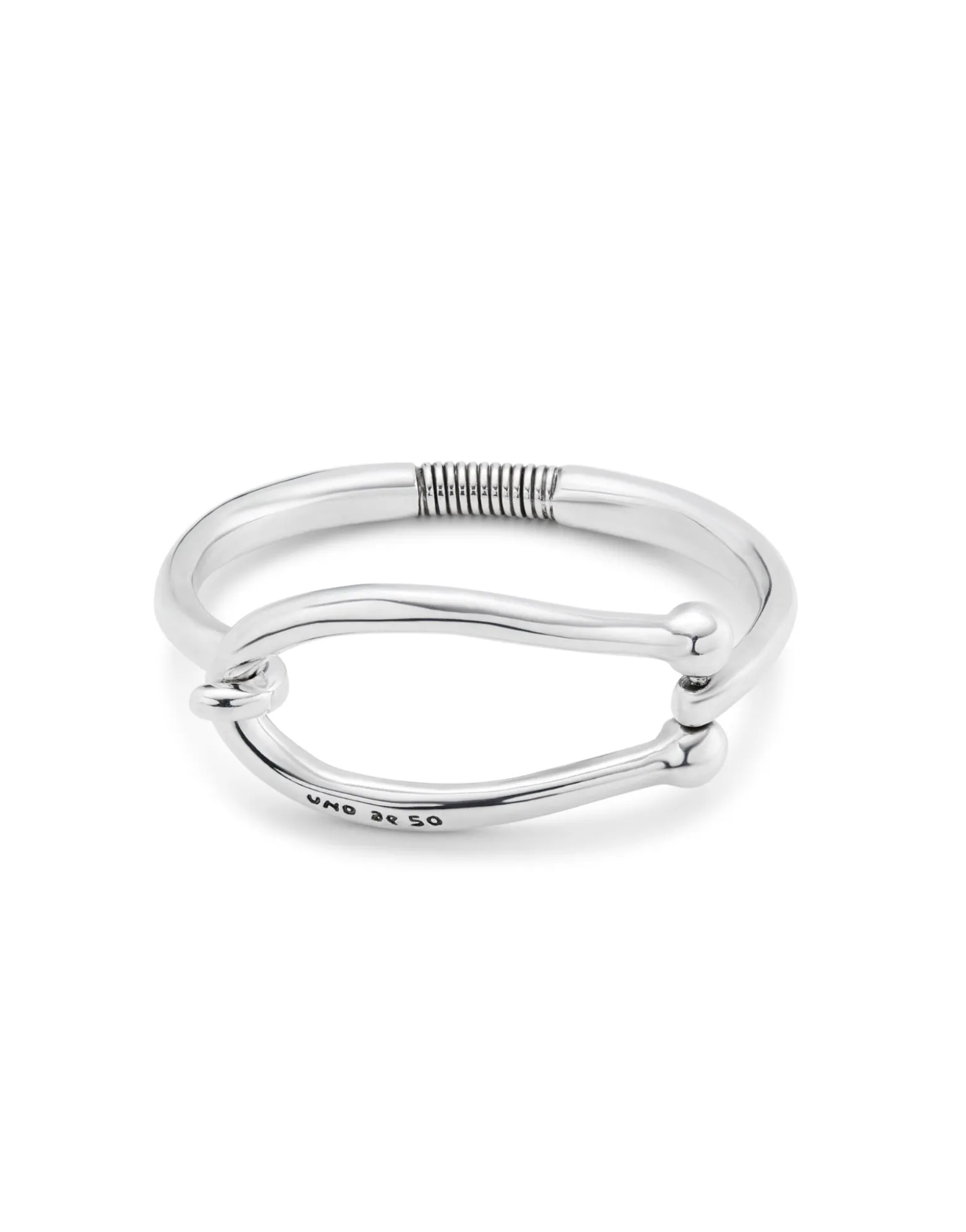 Pulsera rígida bañada en plata eslabón grande y muelle interior