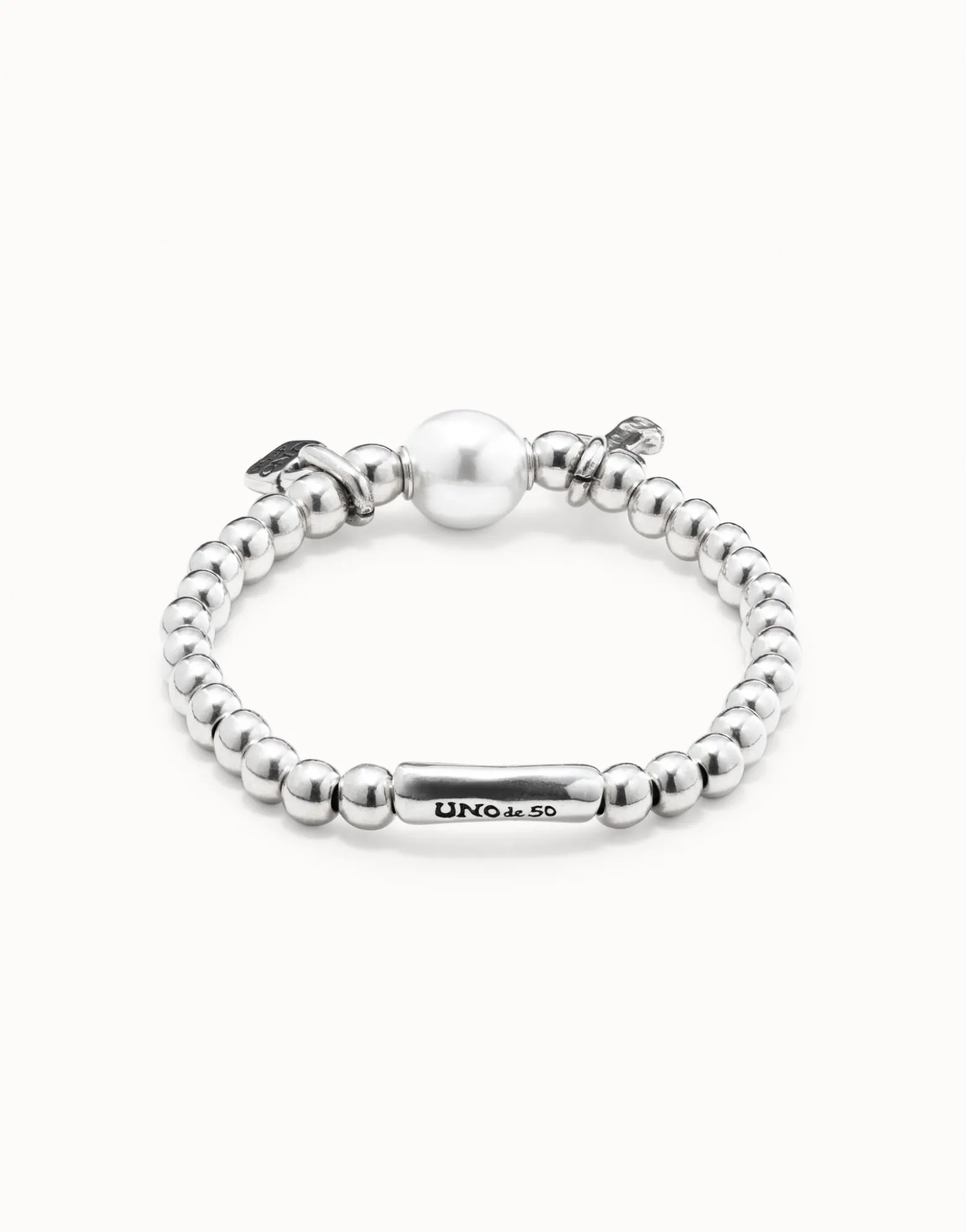 Pulsera rígida bañado en plata de ley con perla mujer