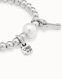 Pulsera rígida bañado en plata de ley con perla mujer