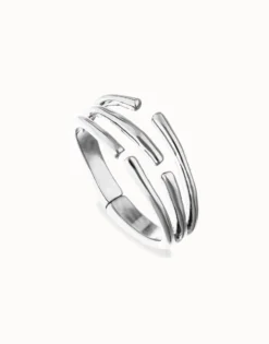 Pulsera rígida con múltiples formas orgánicas entrelazadas bañada en plata de ley