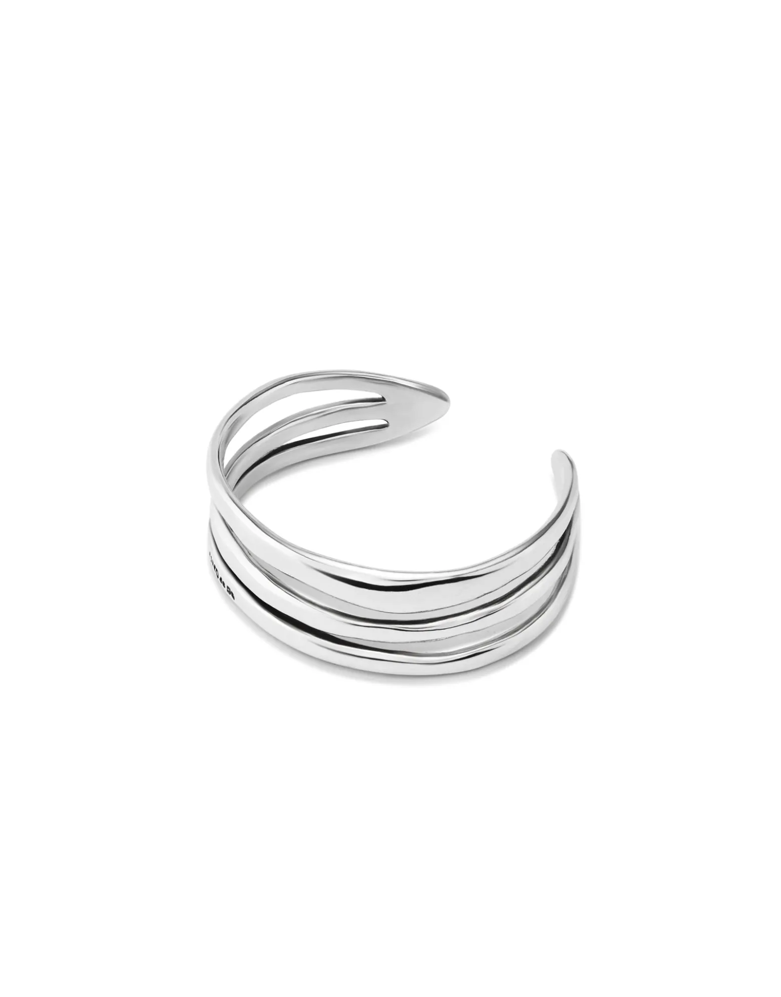 Pulsera rígida triple con curvas bañada en plata de ley
