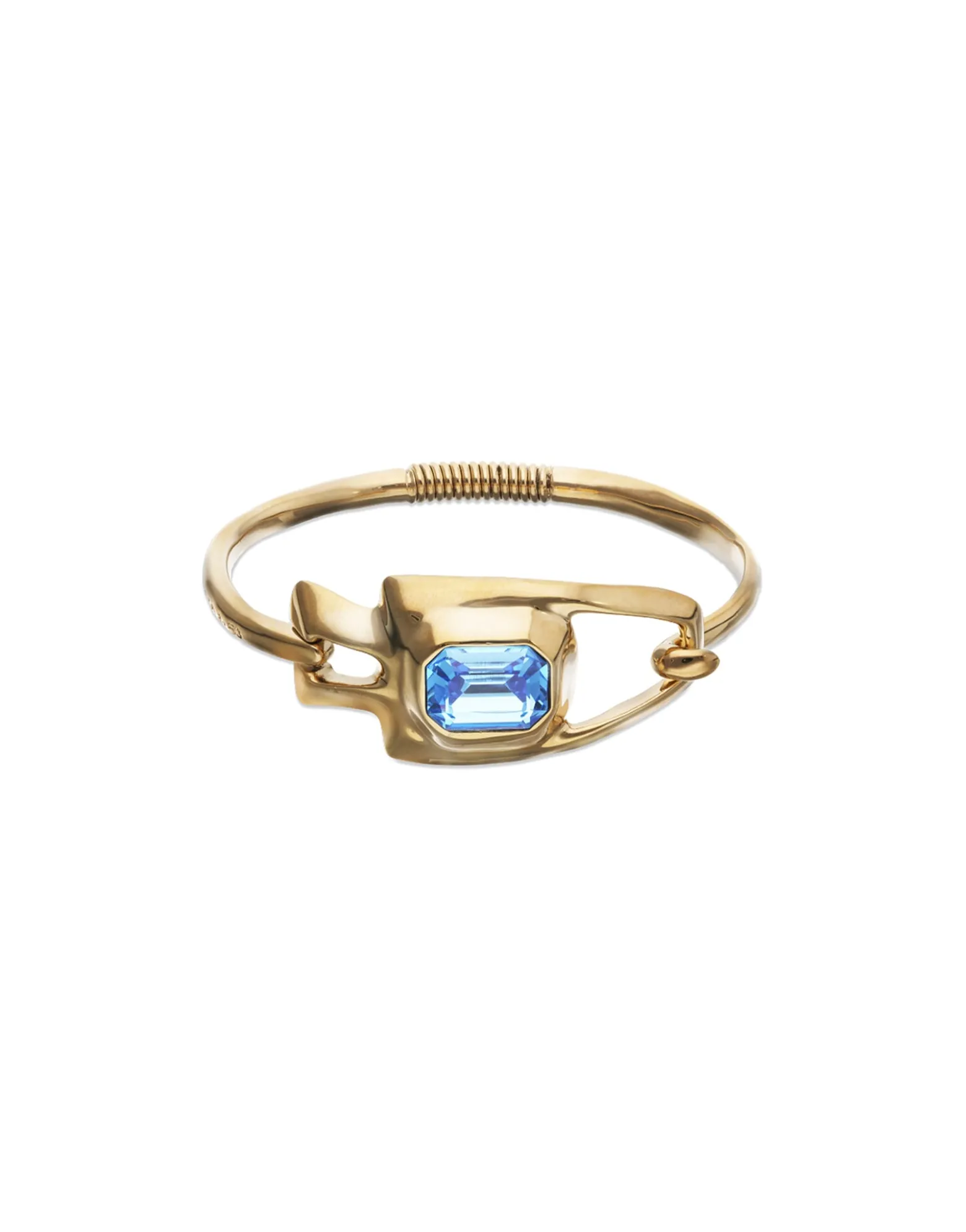 Pulsera semirrígida bañada en oro 18k con cristal facetado azul