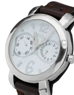 Reloj de hombre de piel y metal bañado en plata de ley