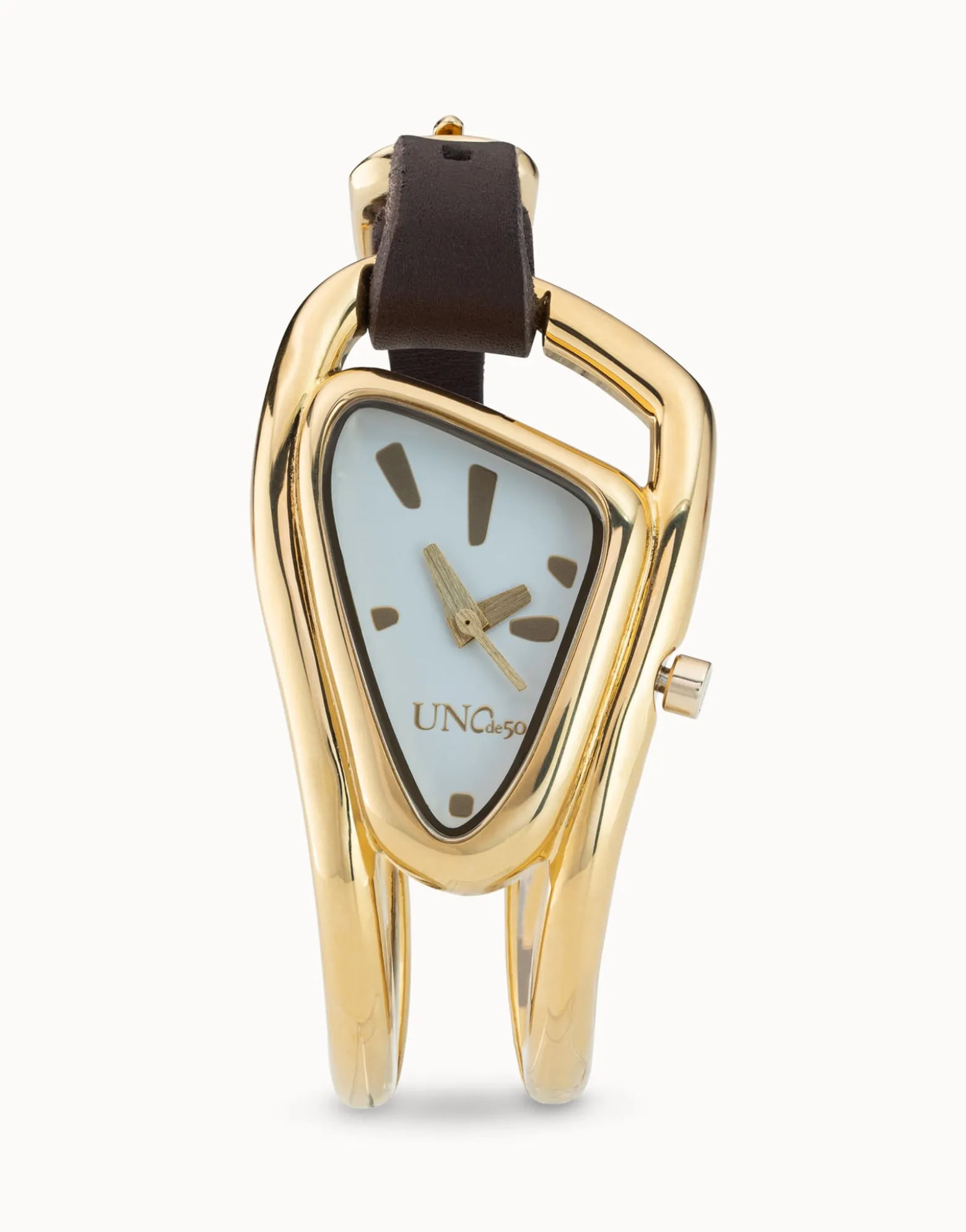 Reloj de piel y metal bañado en oro de 18K