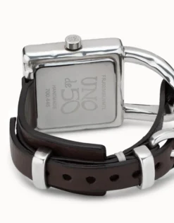 Reloj mujer con correa de cuero y bañado en plata de ley